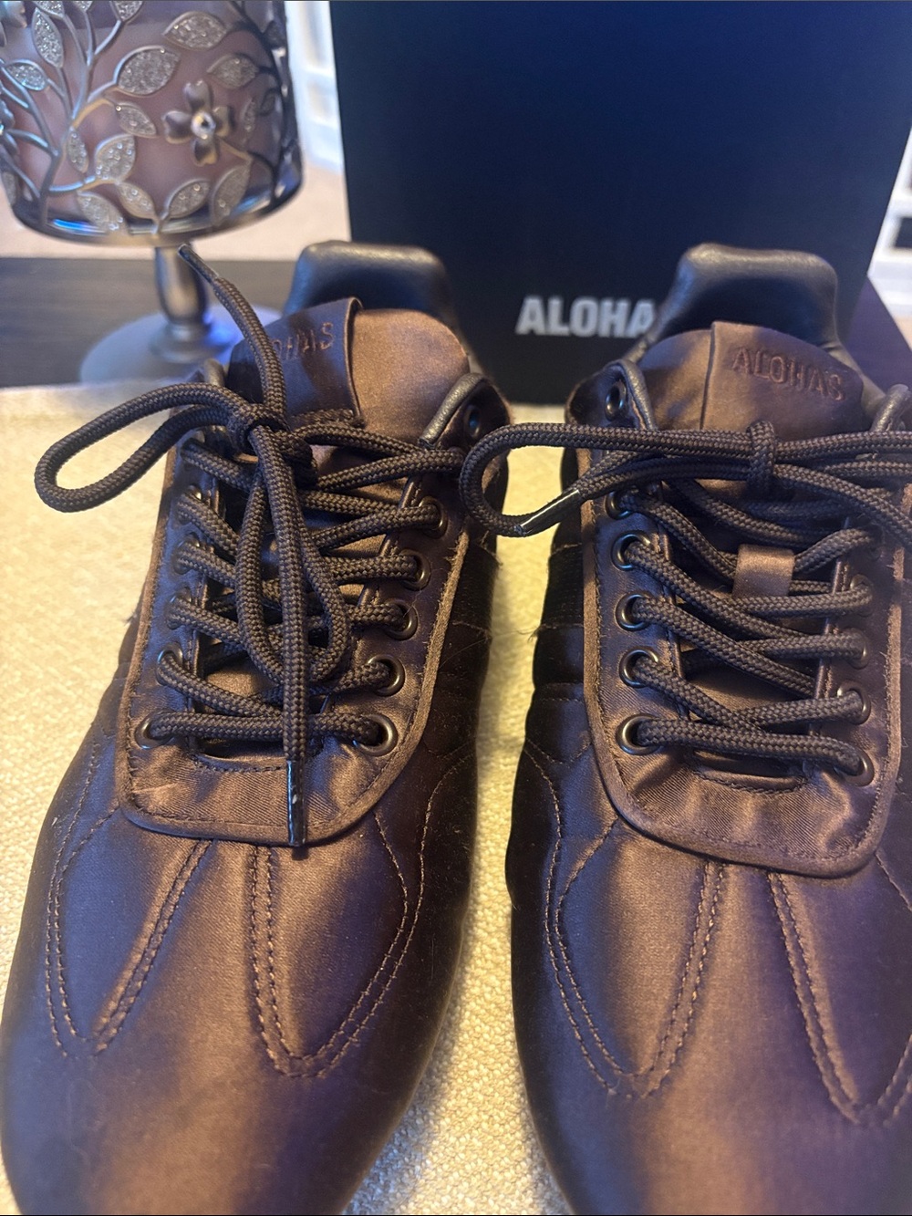 ALOHAS Satin effect Dark Brown Lace-Up Sneakers